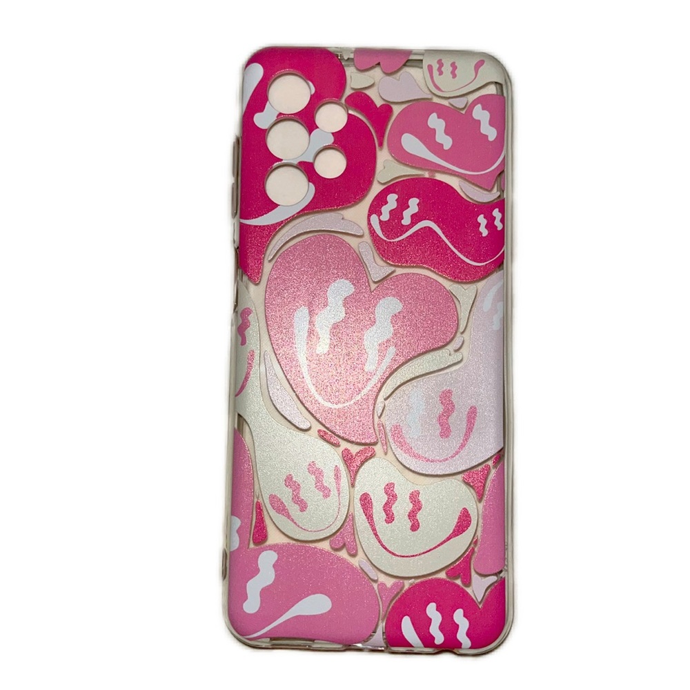 Samsung Galaxy A13 4G Pink Happy Heart Prints Soft Phone Case
